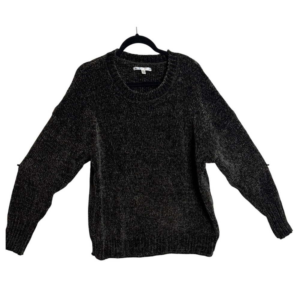 Seven7 Chenille Sweater Women XL Olive Green Crew Neck Soft Cozy Pullover 2506